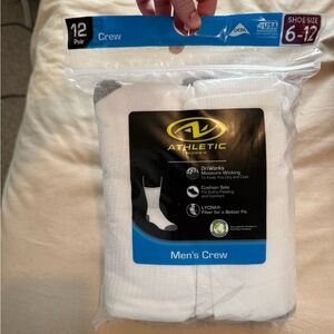 Hanes Men's Crew Athletic Socks - White with Gray Accents (12 Pack)